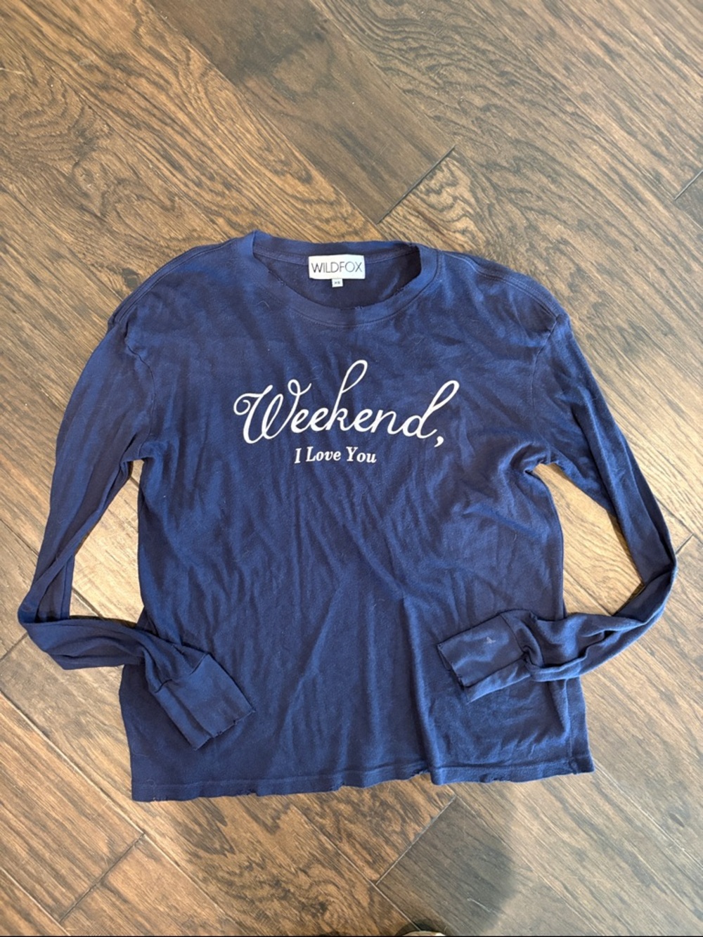Wildfox Navy 'Weekend, I Love You' Long-Sleeve Crewneck